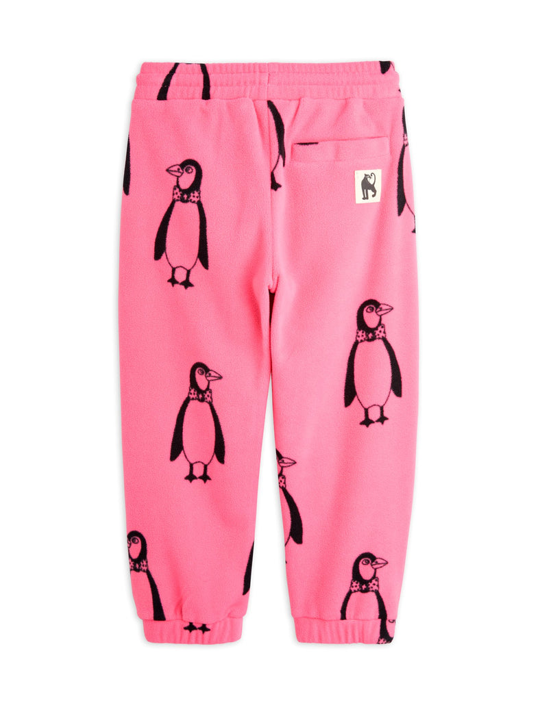 Penguin Fleece Joggers (Pink) by Mini Rodini