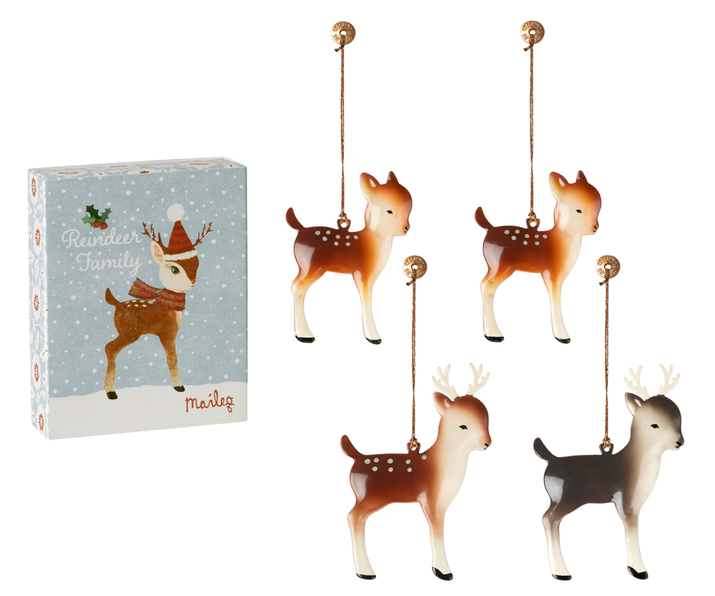 Reindeer Family Metal Ornaments by Maileg