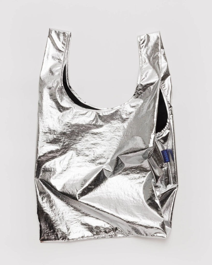 Standard Reusable Tote (Metallic Silver) by Baggu