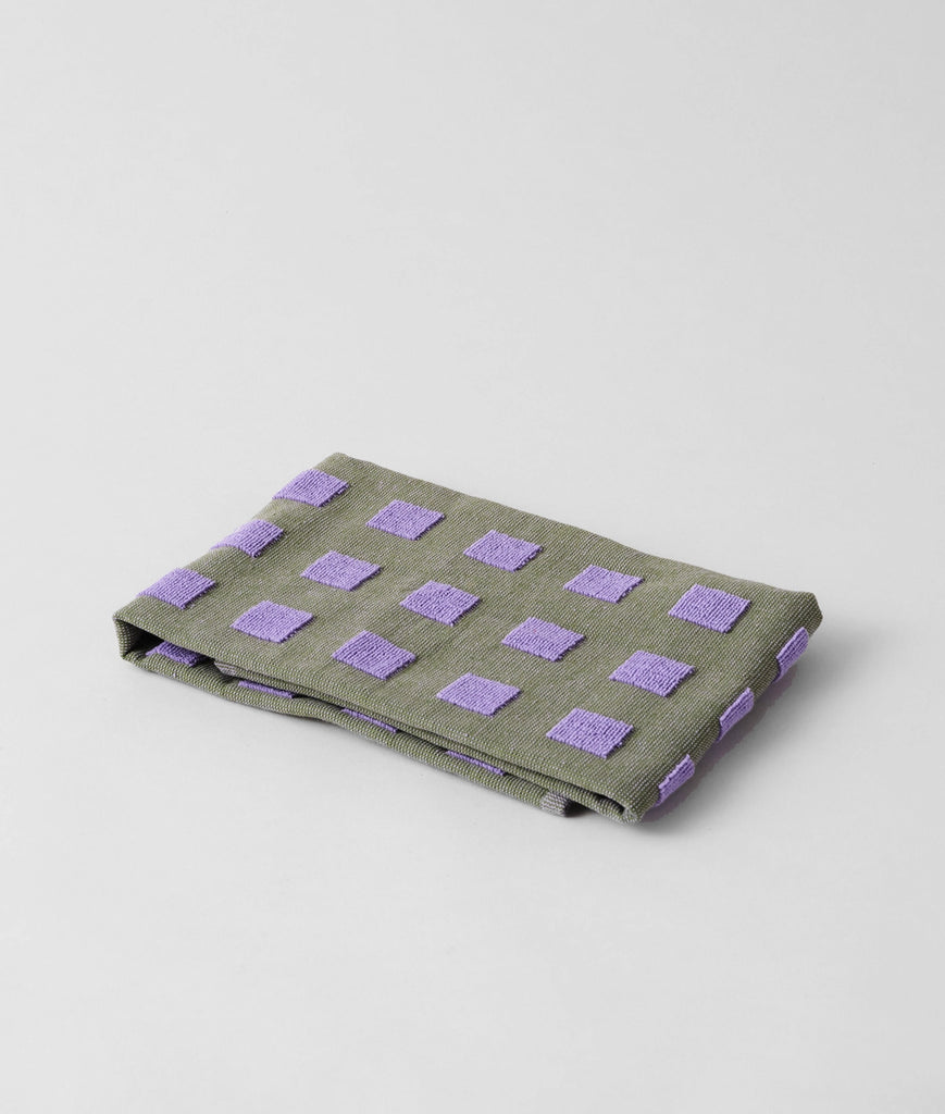 Squares Tea Towel (Olive/Lilac) by Wrap