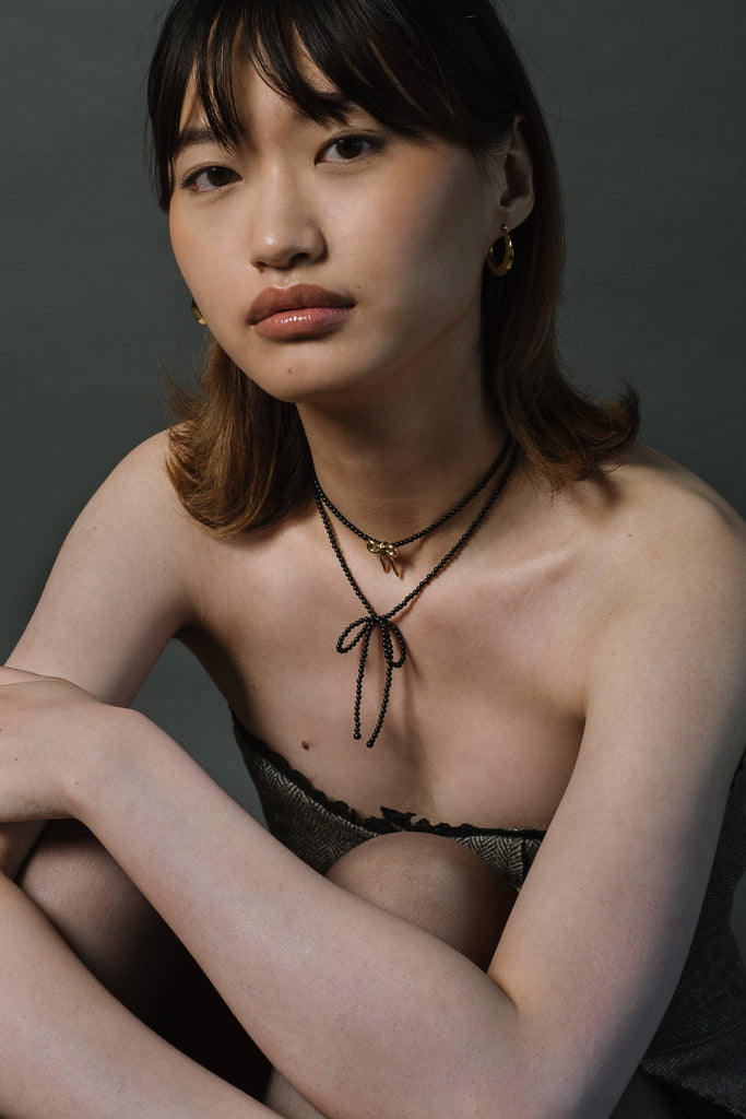 Black Onyx Bow Necklace by Kara Yoo