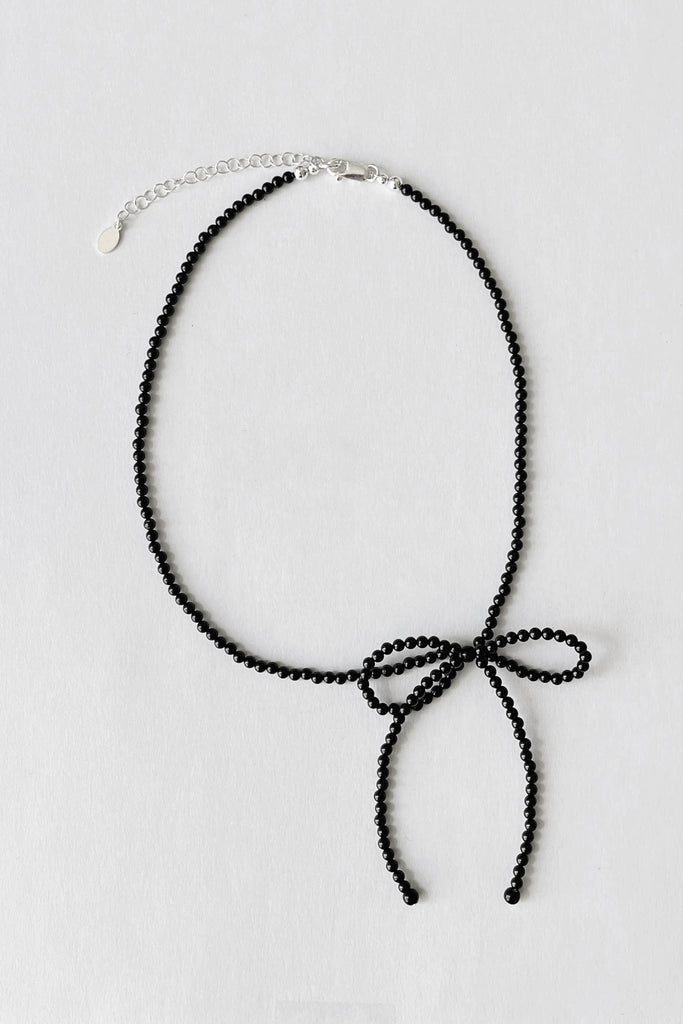 Black Onyx Bow Necklace by Kara Yoo