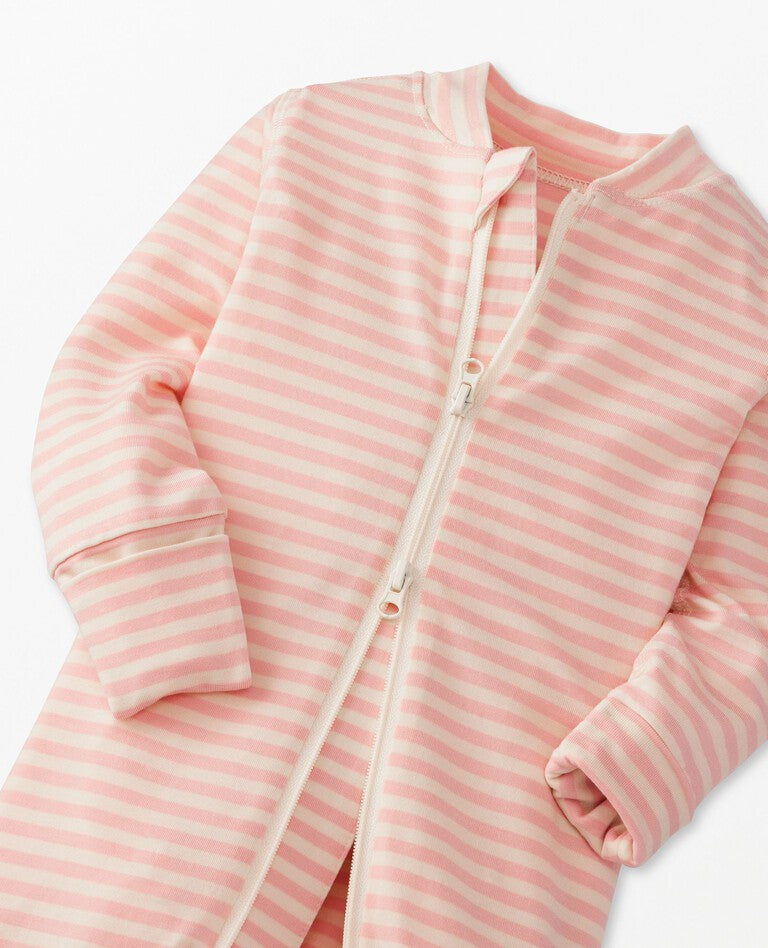 Baby Striped Zip Sleeper (Blush) by Hanna Andersson