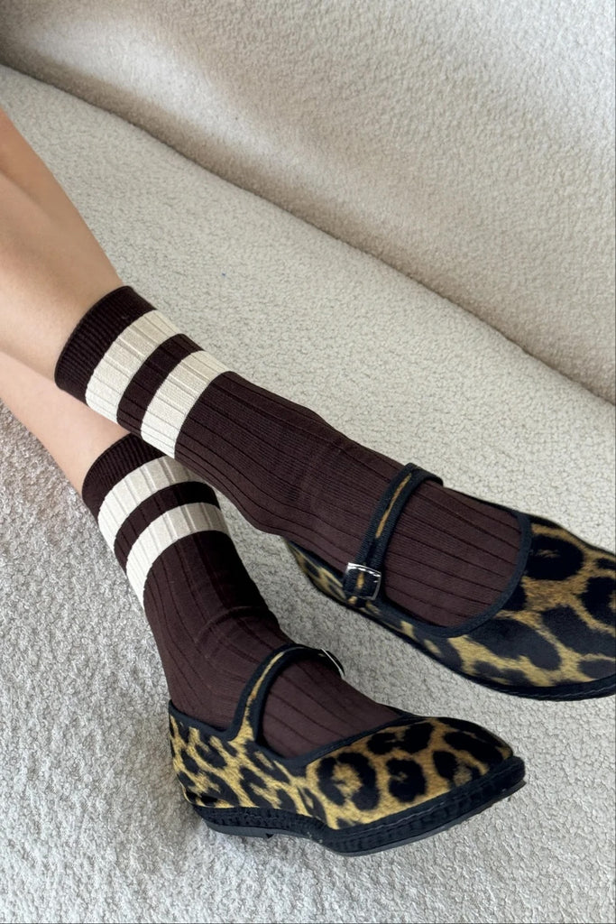 Varsity Her Socks (Espresso) by Le Bon Shoppe