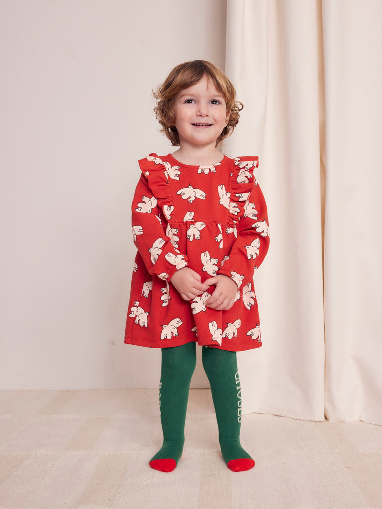 Freedom Bird Ruffle Dress (Baby) by Bobo Choses