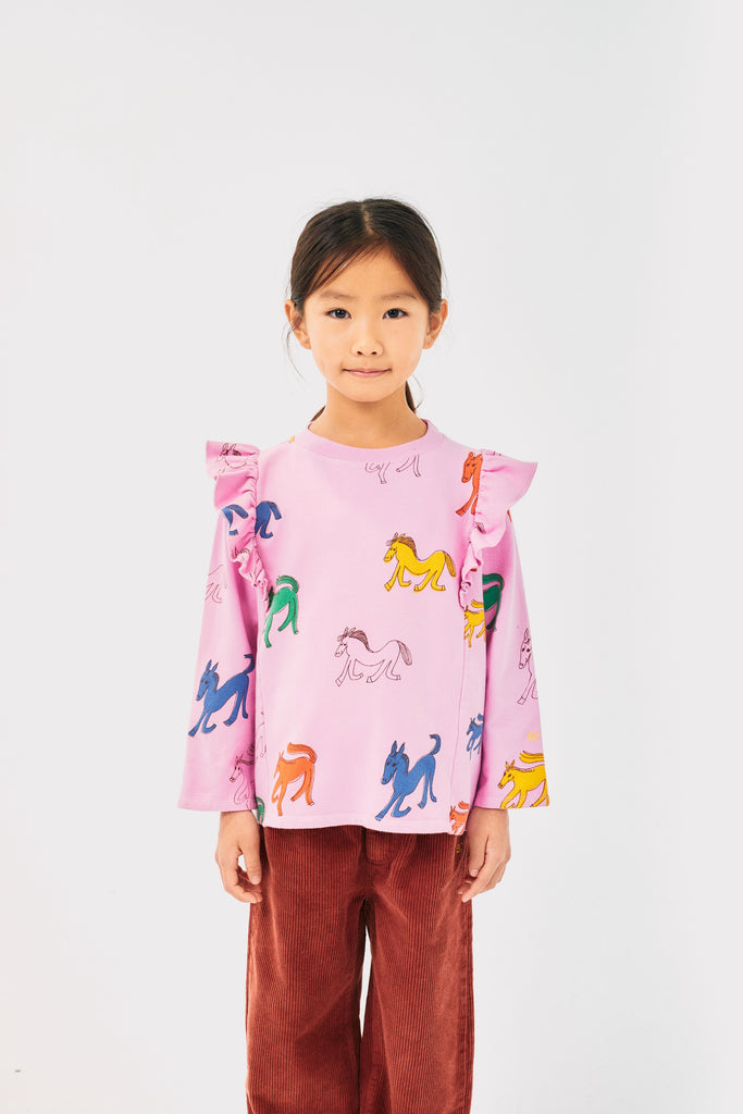 Wonder Horse Ruffle Sweatshirt (Kids) by Bobo Choses