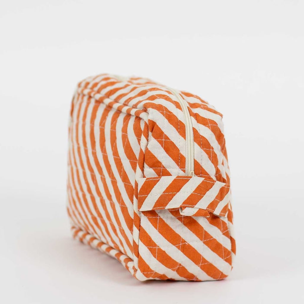 Medium Diagonal Toiletry Bag (Orange/White) by A World Of Craft