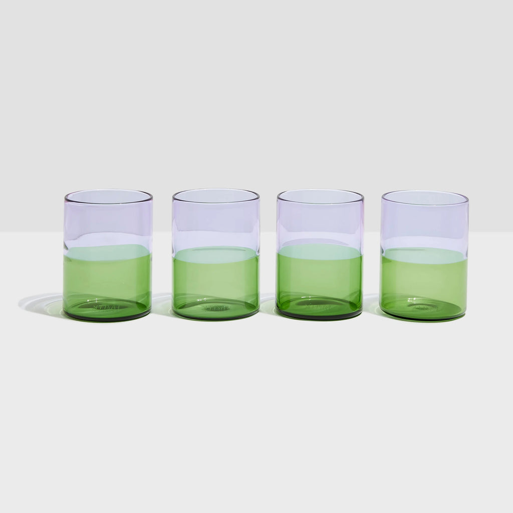 Two Tone Glasses Lilac/Green (Set of 4) by Yo Home