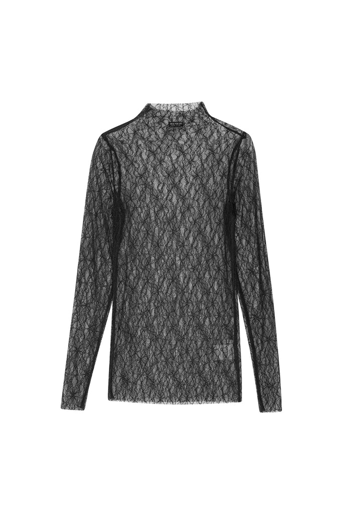 Turtleneck Lace Top (Black) by Hofmann