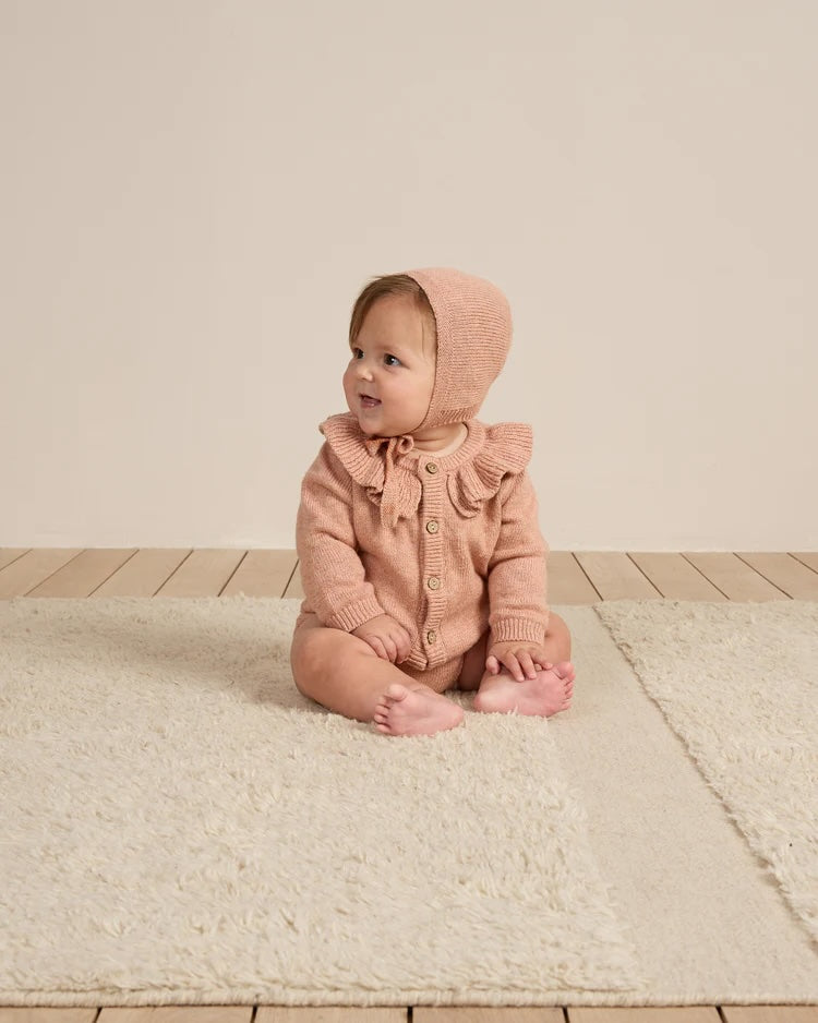 Ruffle Collar Cardigan (Rose) by Quincy Mae