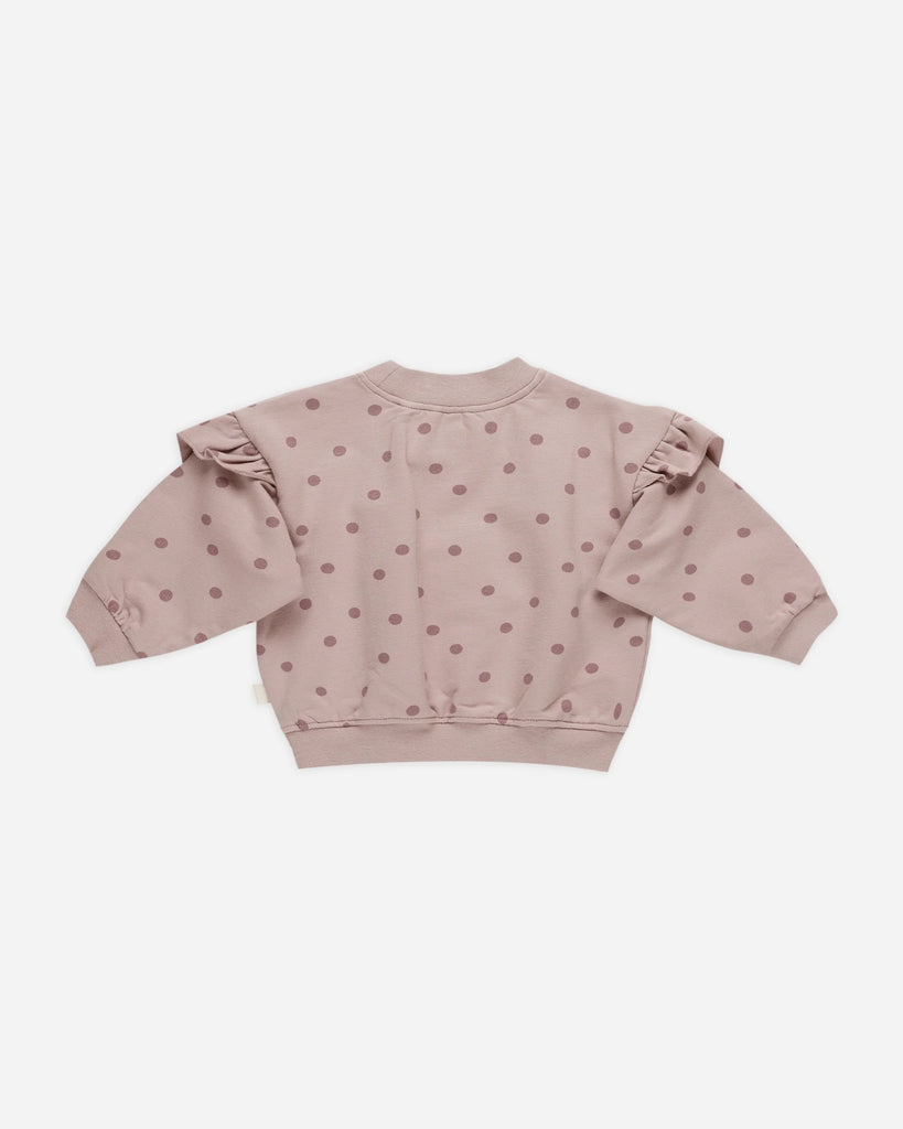 Ruffle Fleece Sweatshirt (Polka Dots) by Quincy Mae