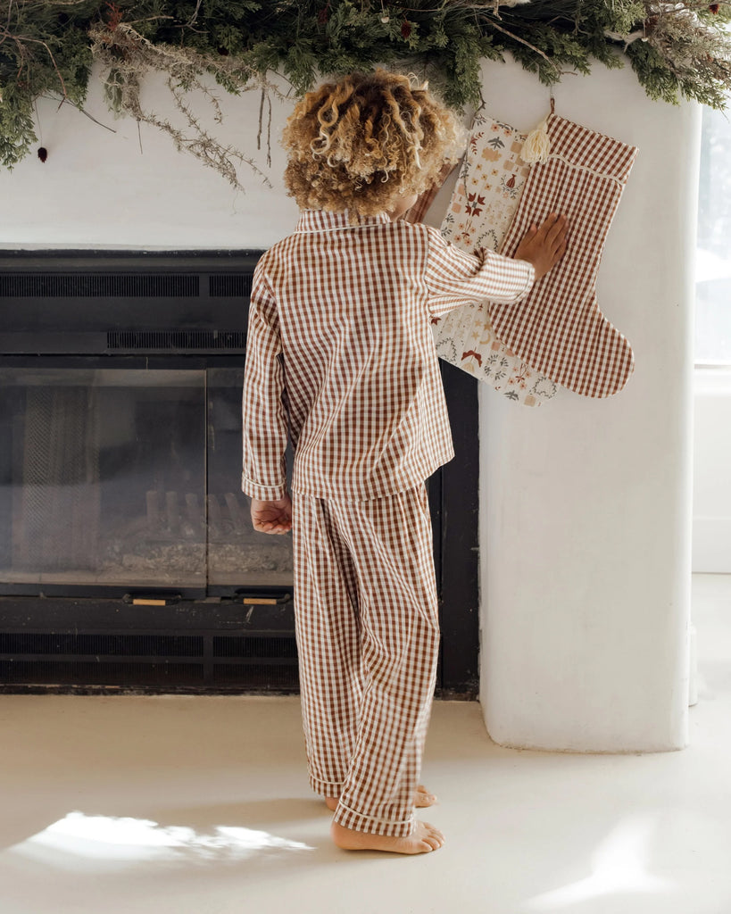 Long Sleeve Set (Brick Gingham) by Rylee + Cru