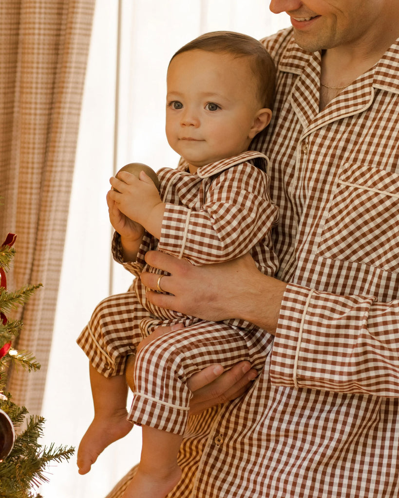 Pajama Romper (Brick Gingham) by Rylee + Cru