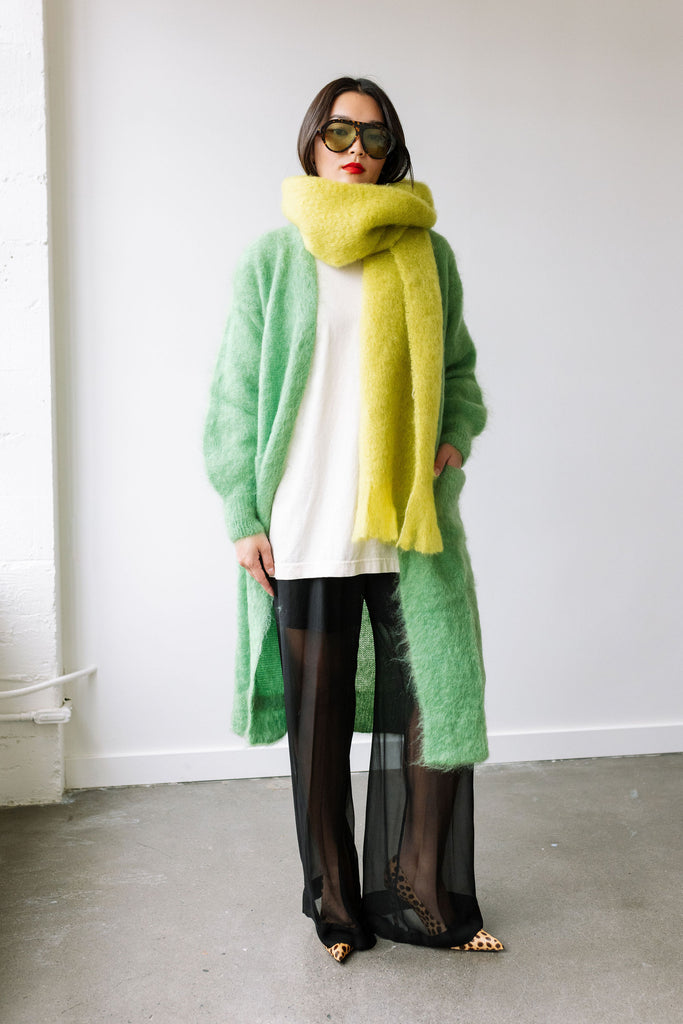 Mohair Blend Fluffy Cardigan (Aloe) by ottod'Ame