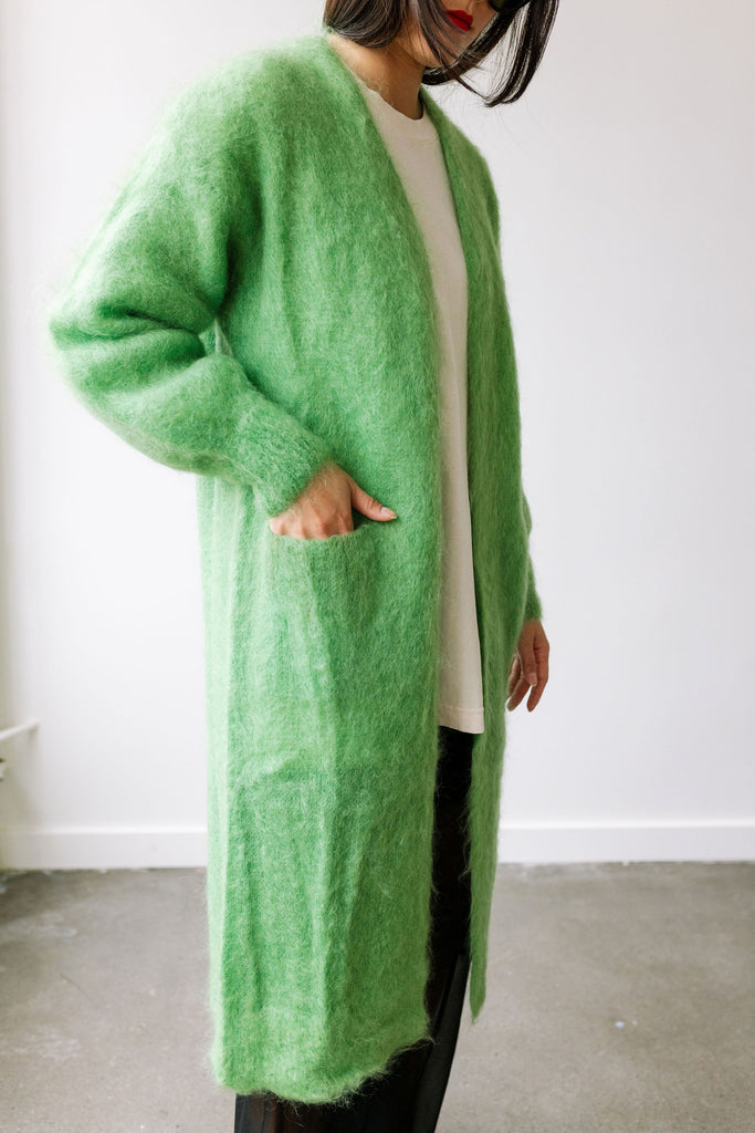 Mohair Blend Fluffy Cardigan (Aloe) by ottod'Ame