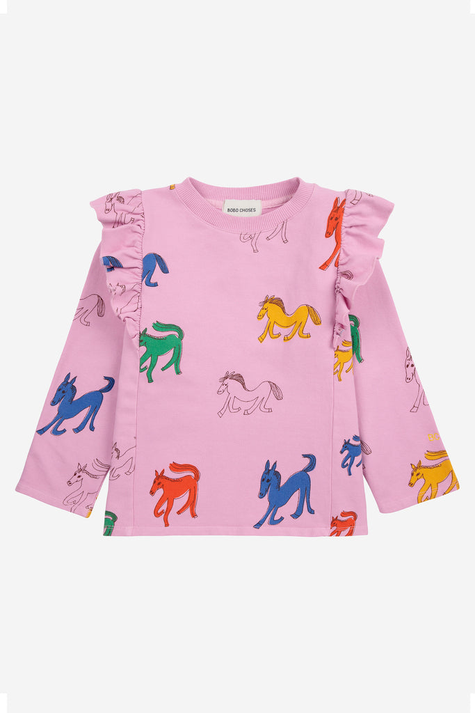 Wonder Horse Ruffle Sweatshirt (Kids) by Bobo Choses