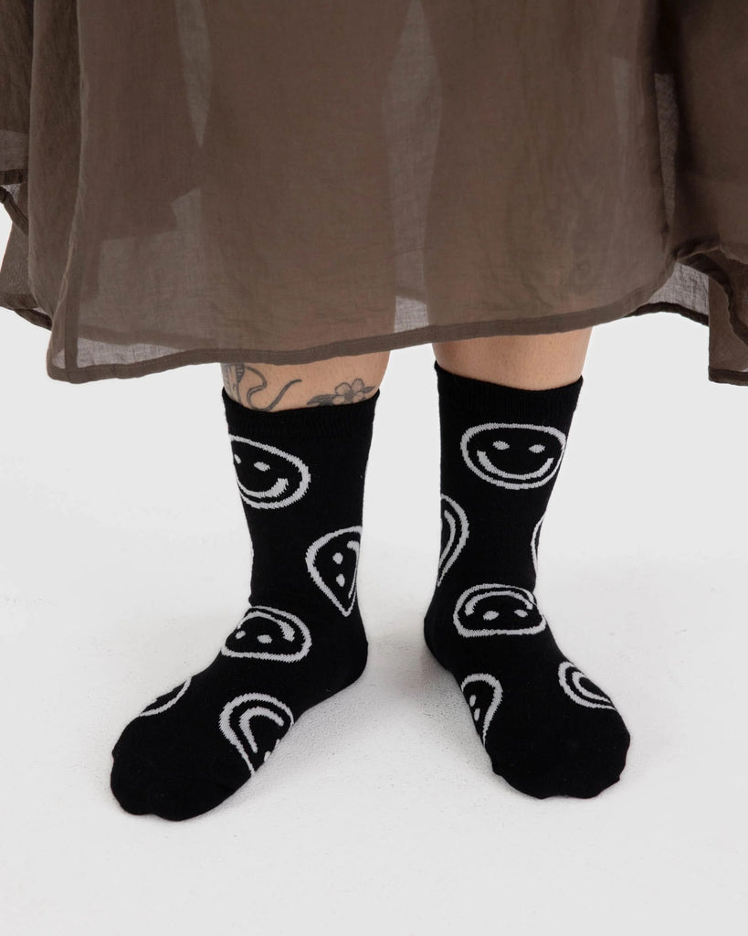 Crew Socks (Black Happy) by Baggu