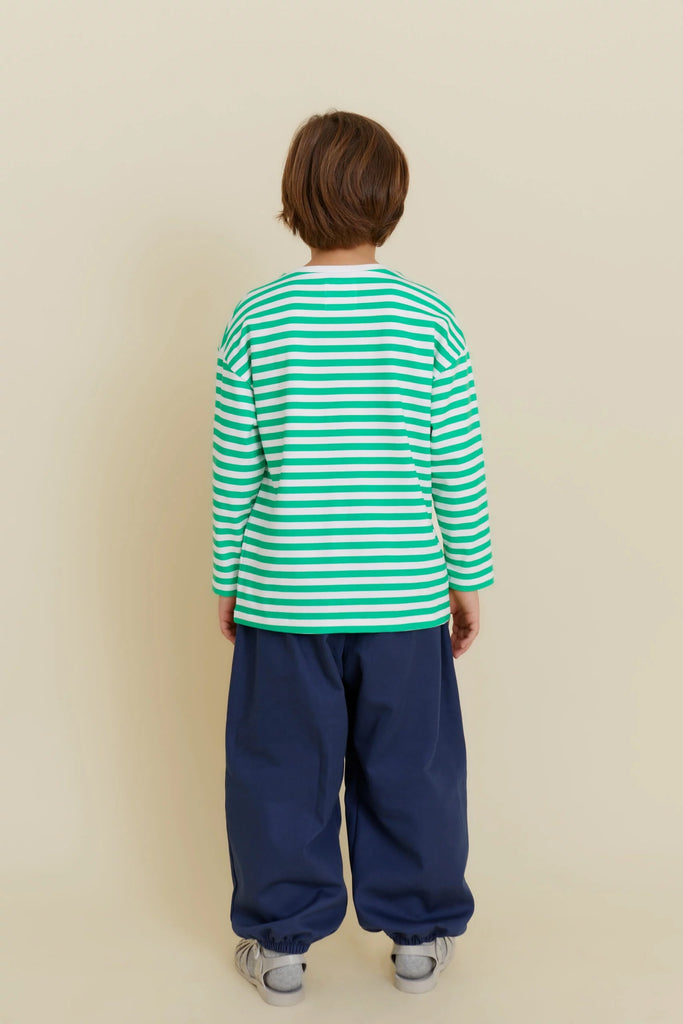 Striped Long Sleeve Top (Green) by OXOX CLUB