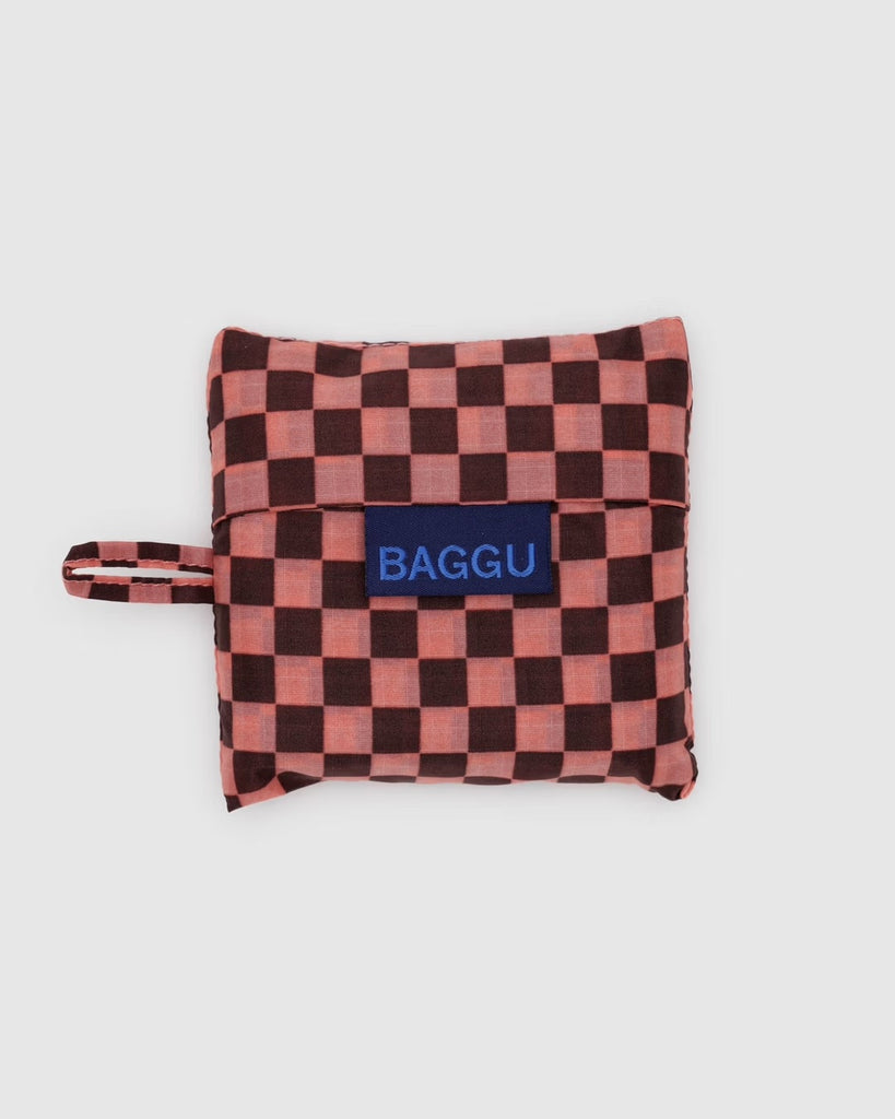 Baby Reusable Tote (Pink Brown Check) by Baggu