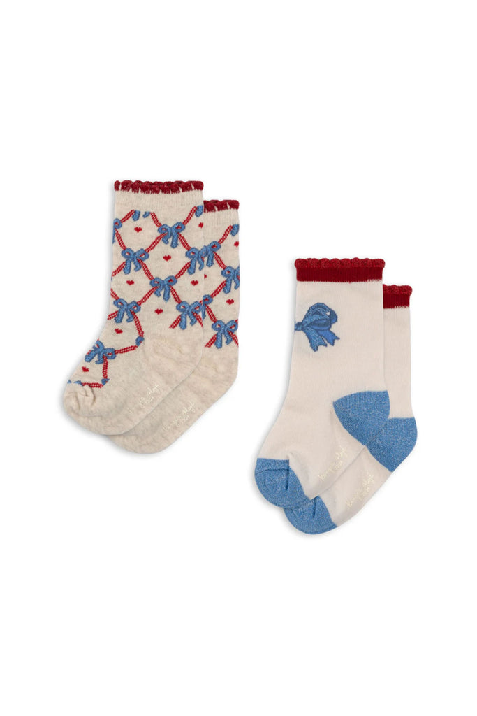 Jaquard Bow Socks (2 Pack) by Konges Slojd