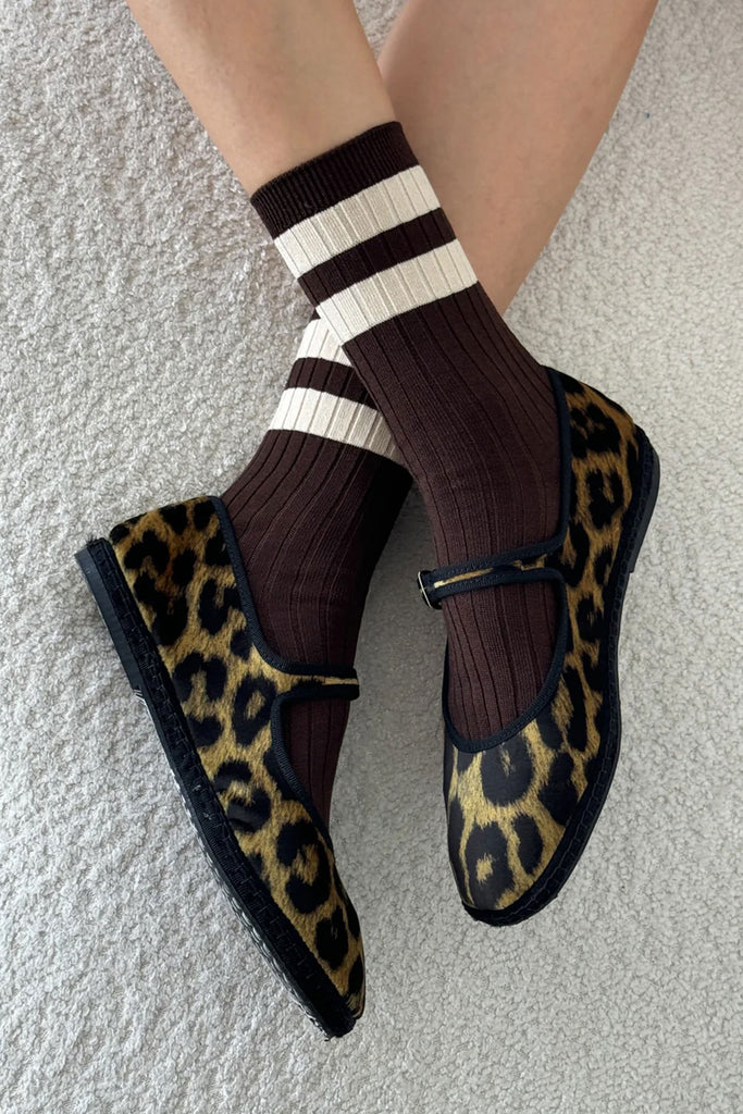 Varsity Her Socks (Espresso) by Le Bon Shoppe