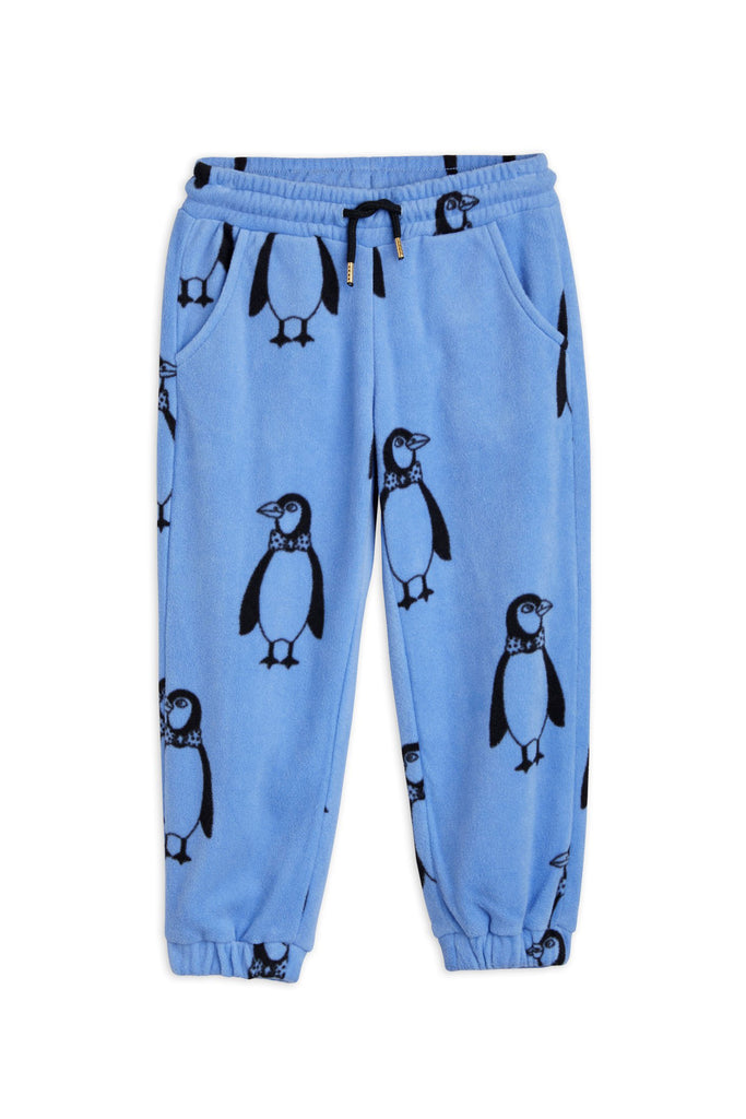 Penguin Fleece Joggers (Blue) by Mini Rodini