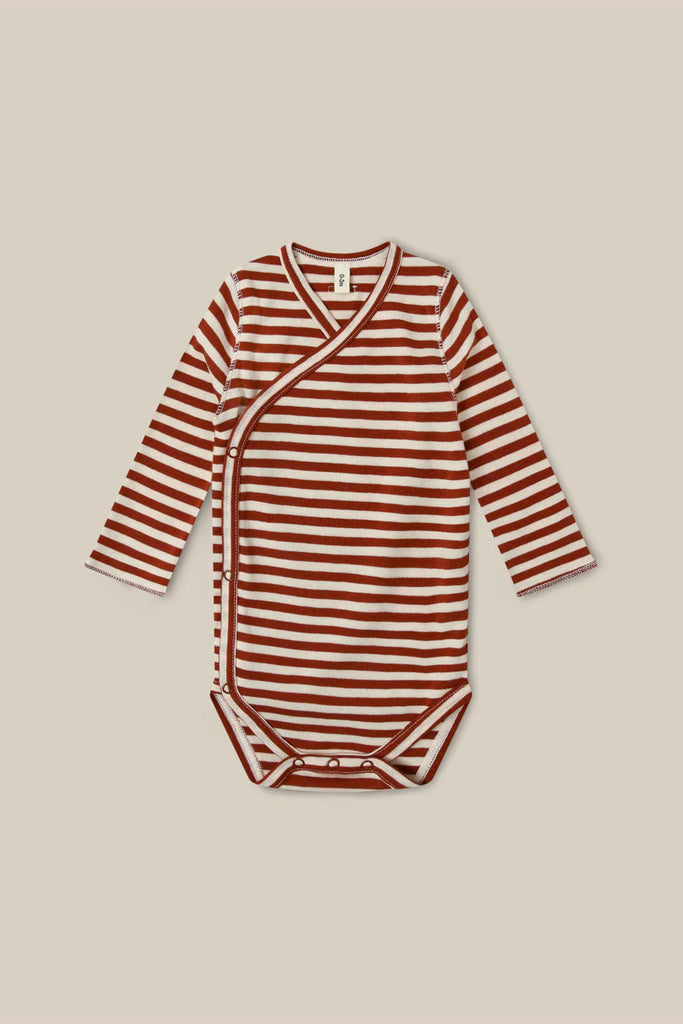 Stripes Wrap Bodysuit (Paprika) by Organic Zoo