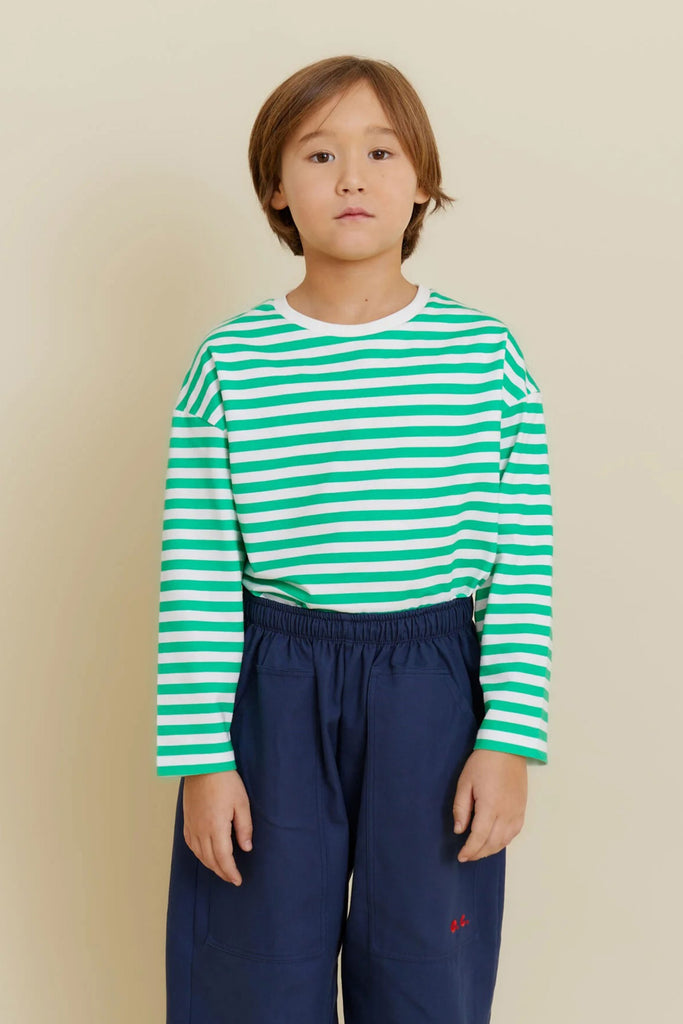 Striped Long Sleeve Top (Green) by OXOX CLUB