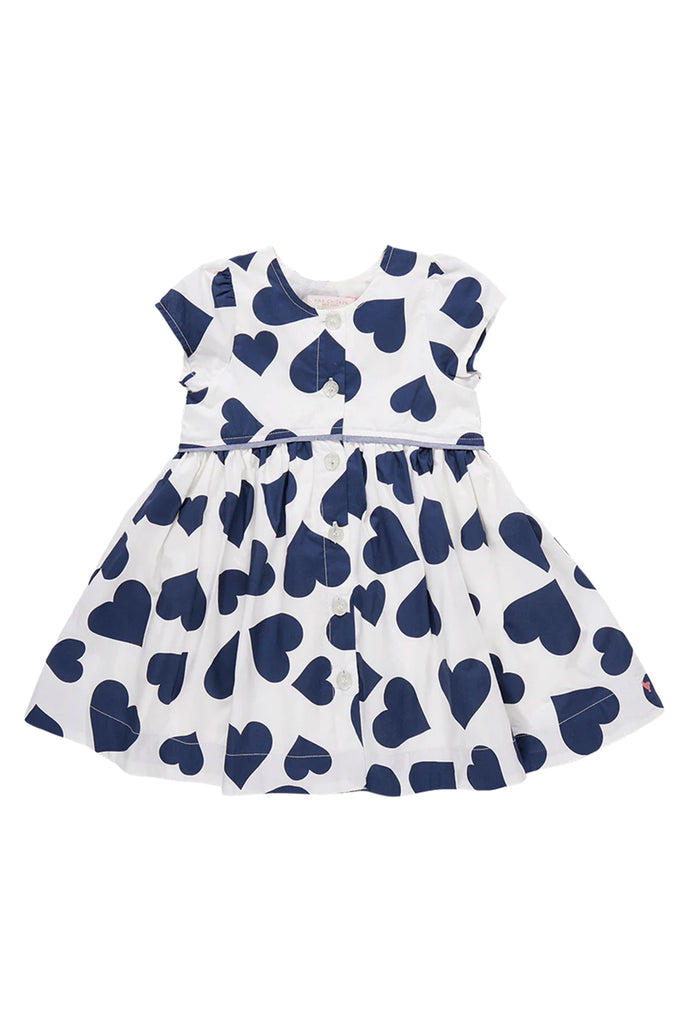 Fatima Dress (Navy Tossed Hearts) by Pink Chicken