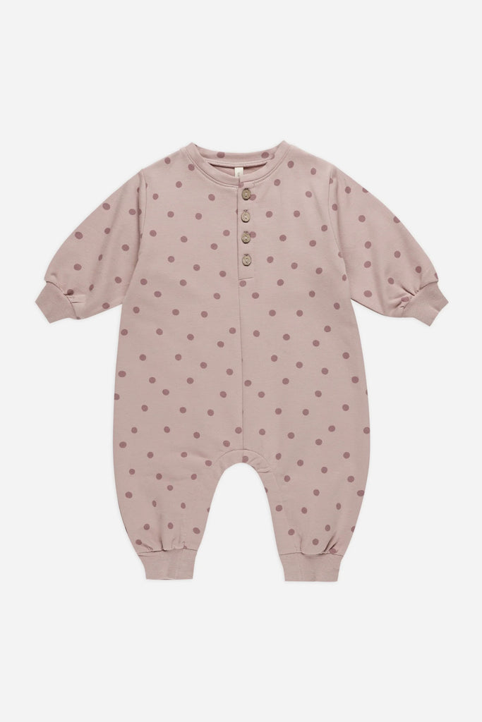 Relaxed Fleece Jumpsuit (Polka Dots) by Quincy Mae