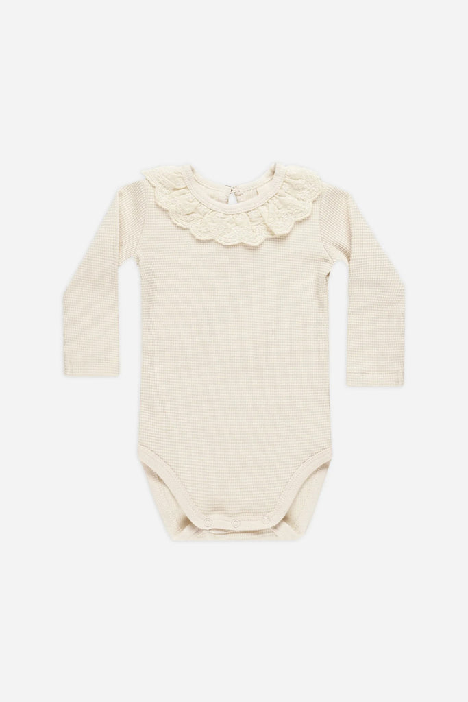 Ruffle Collar Bodysuit (Natural) by Quincy Mae