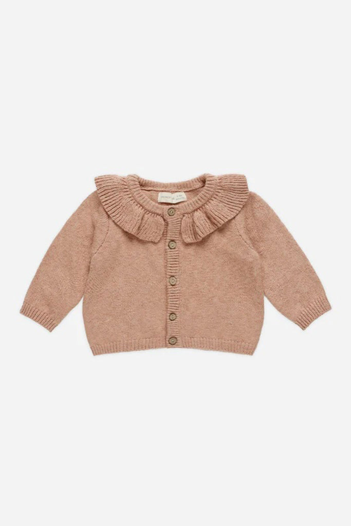 Ruffle Collar Cardigan (Rose) by Quincy Mae