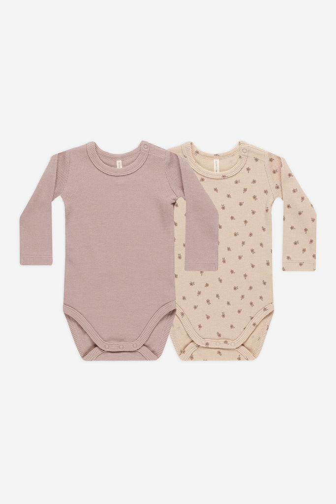 Waffle Bodysuit Set (Mauve/Blossom) by Quincy Mae