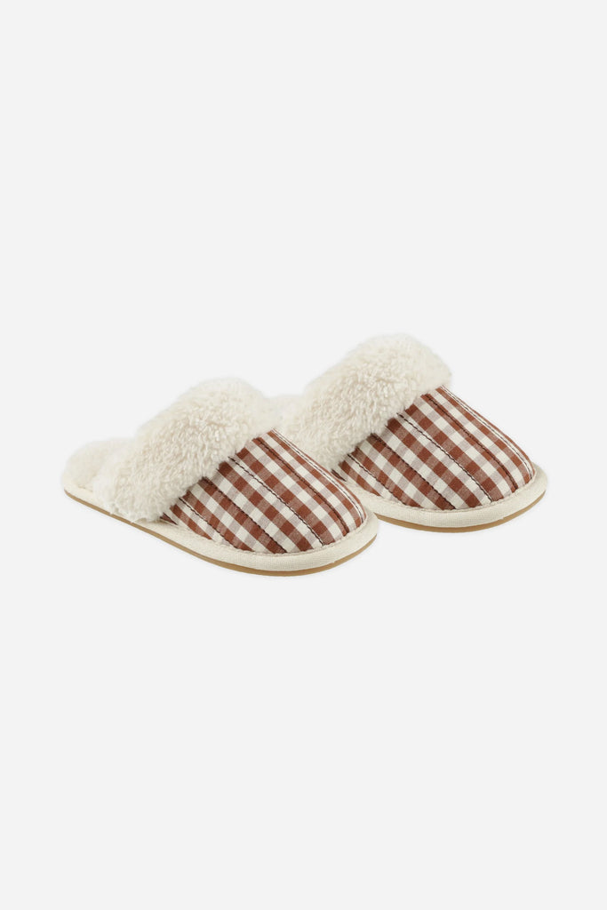 Slippers (Brick Gingham) by Rylee + Cru