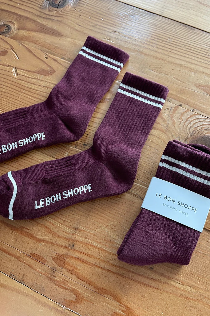 Boyfriend Socks (Maroon) by Le Bon Shoppe